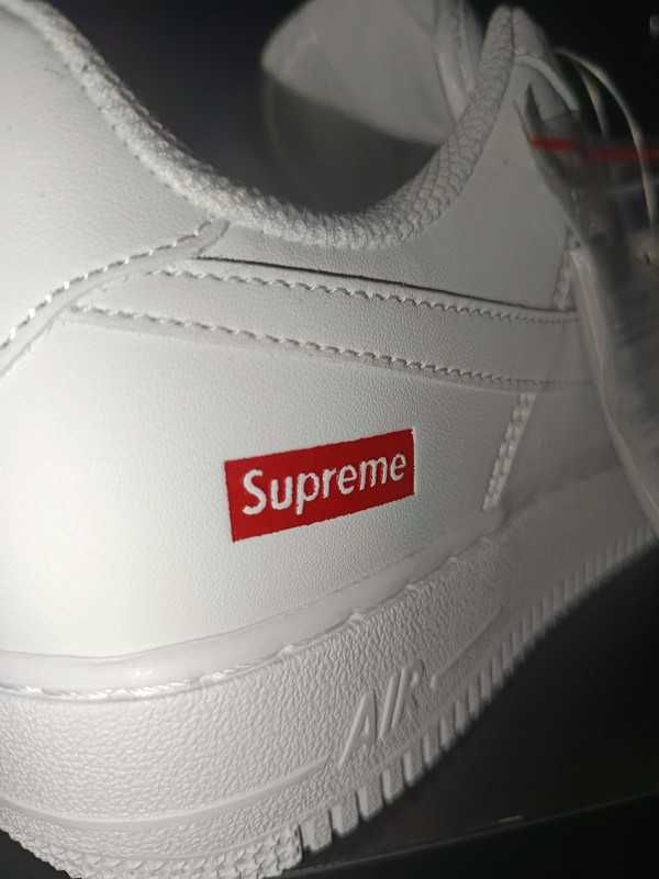 Nowe\Autentyzm*airDamskieNikeForce1Supreme Biały UnisexTrampki 44