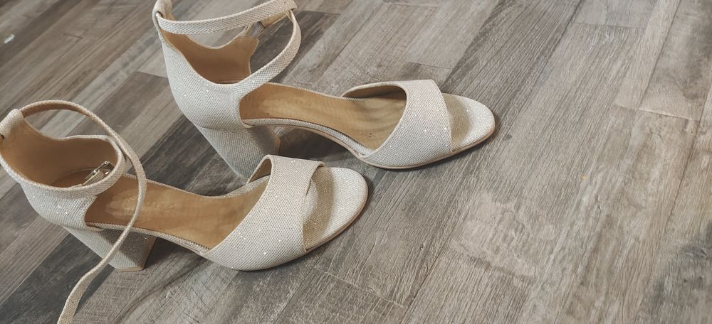 Buty slubne biale brokat 24,5cm