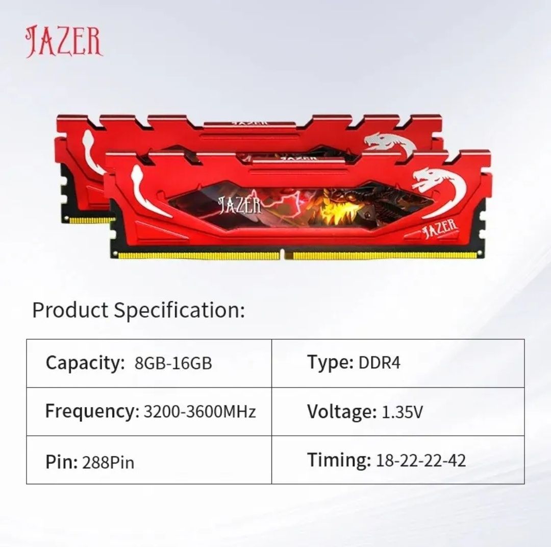 JAZER DDR4 озу 8GB 3200MHz