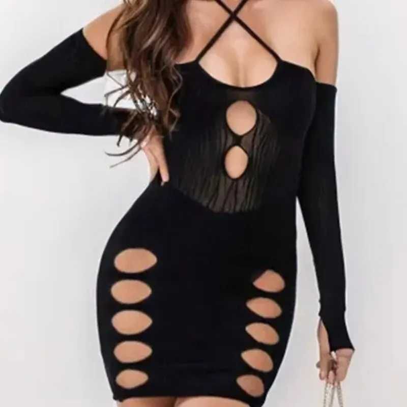 Bodycon z wycięciami sukienka z długim rękawem z okrągłymi dziurami