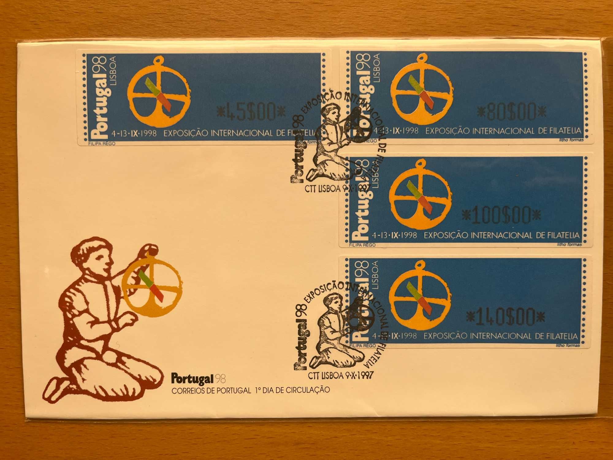 Filatelia -  vários FDCs Etiquetas 1996 a 2002