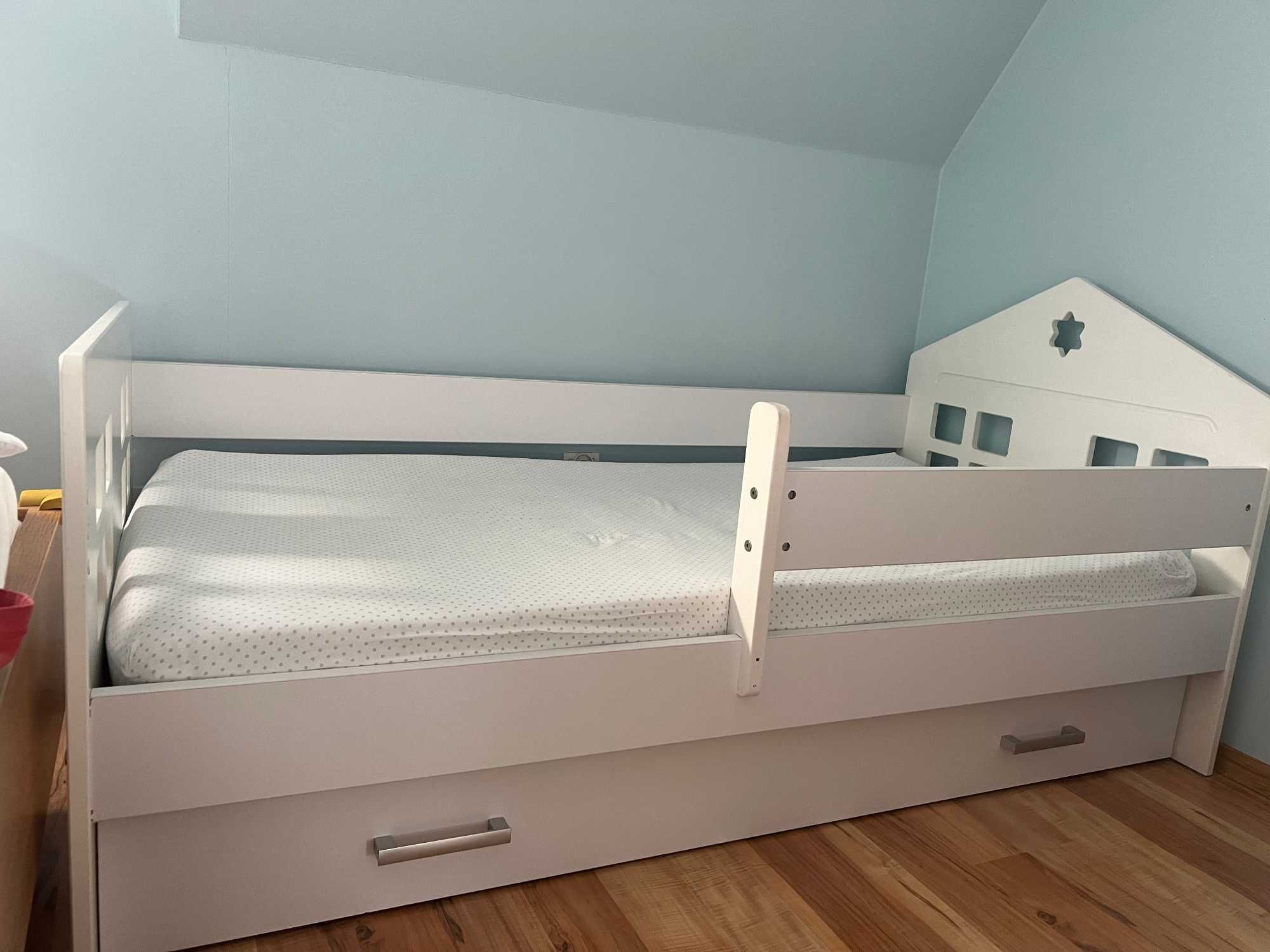 Łóżko dziecięce z szufladą 160X80 białe + materac gratis