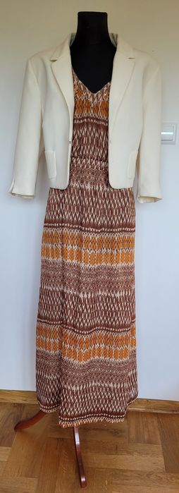 Dluga sukienka letnia dekolt V slub wesele komunia rozmiar 40 L