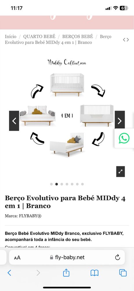 Mobilia quarto bebé (cama + cómoda) Flybaby-Preço novo 1400€