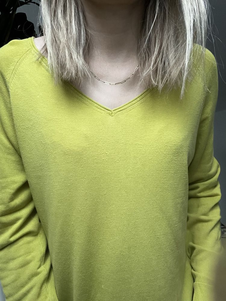 Sweter massimo dutti bawelns i jedwab S limonka