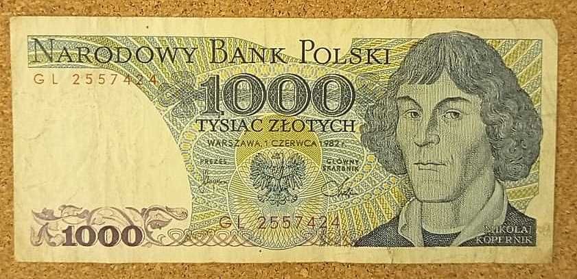 Banknot 1000 zł z 1982 seria GL
