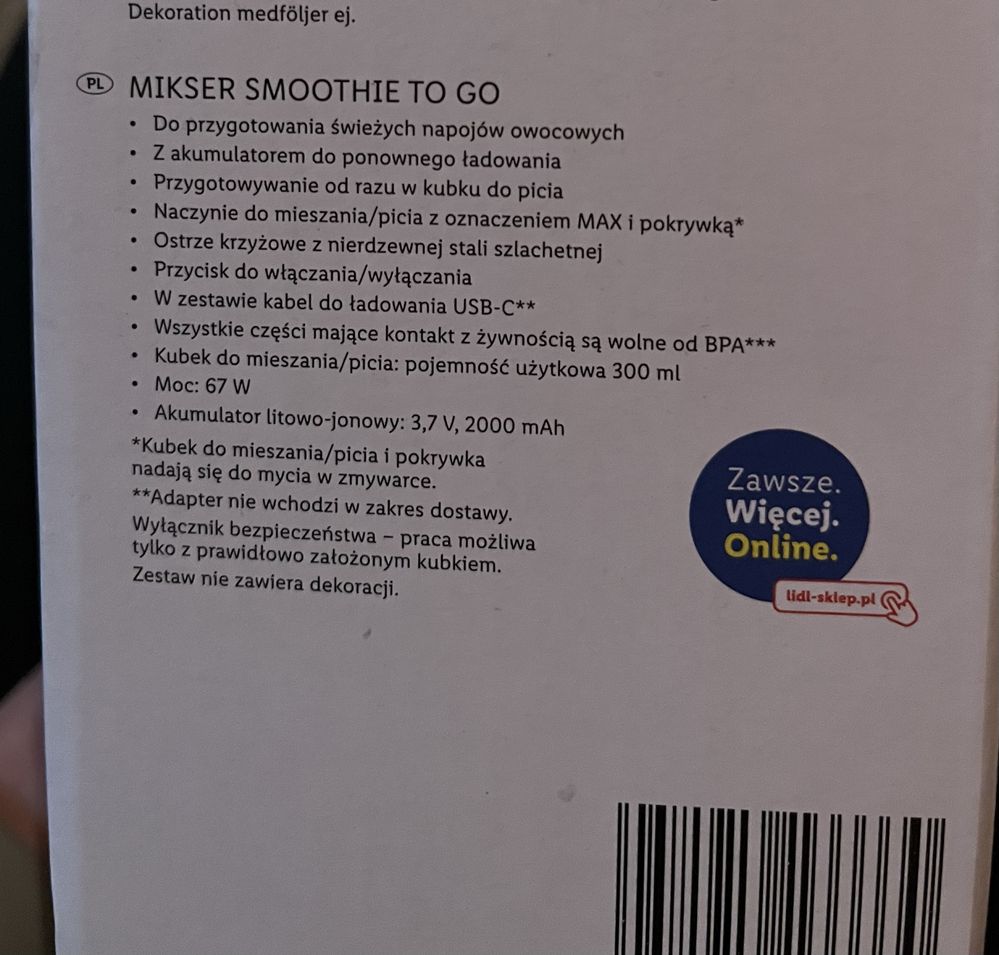 Mikser smoothie to go