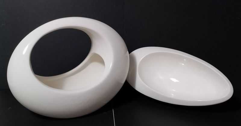 Wielkanoc designerska ceramika biały zestaw 2 elementy 25x20 cm