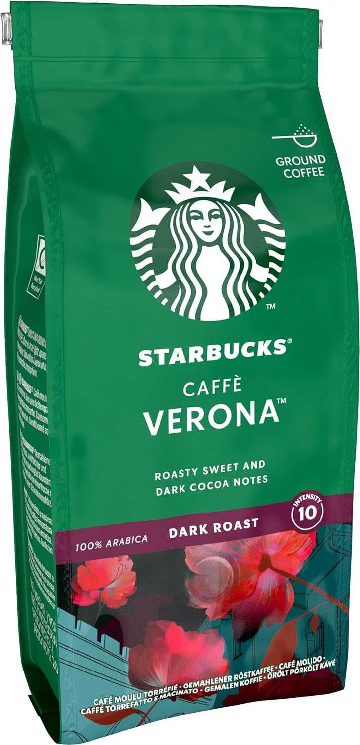 ZESTAW 6 SZT STARBUCKS Caffè Verona, Dark Roast, Kawa Mielona 200g