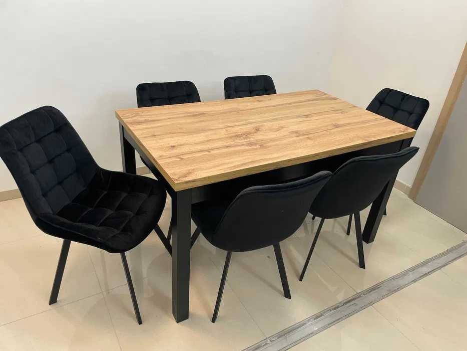 (46) Stół rozkładany + 6 krzeseł, loft, okazja 1550 zł nowy!