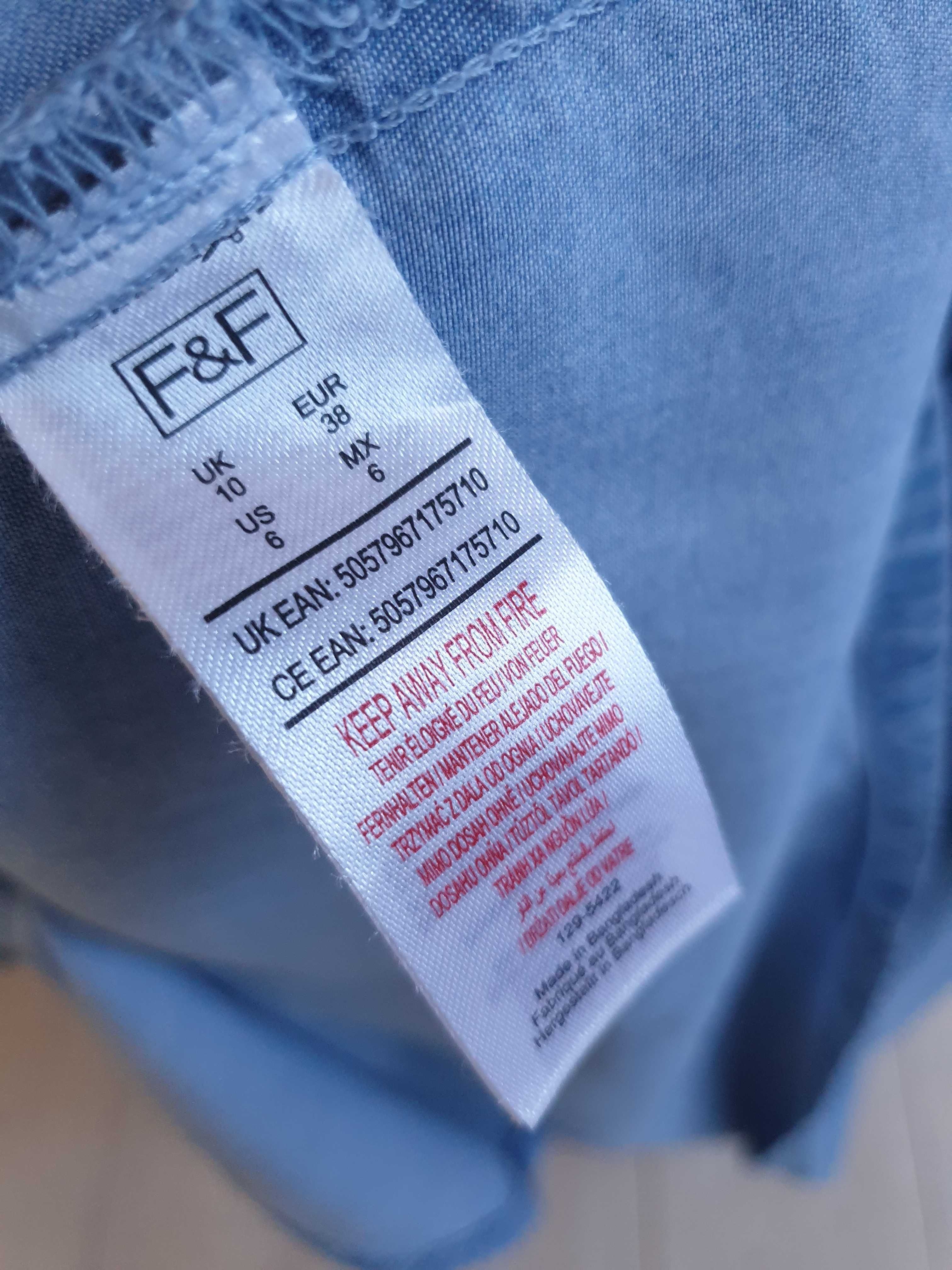Dżinsowa jeansowa sukienka lyocell 38 F&F zapinana jeans denim