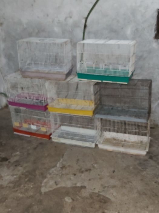 Gaiolas com marcas de uso