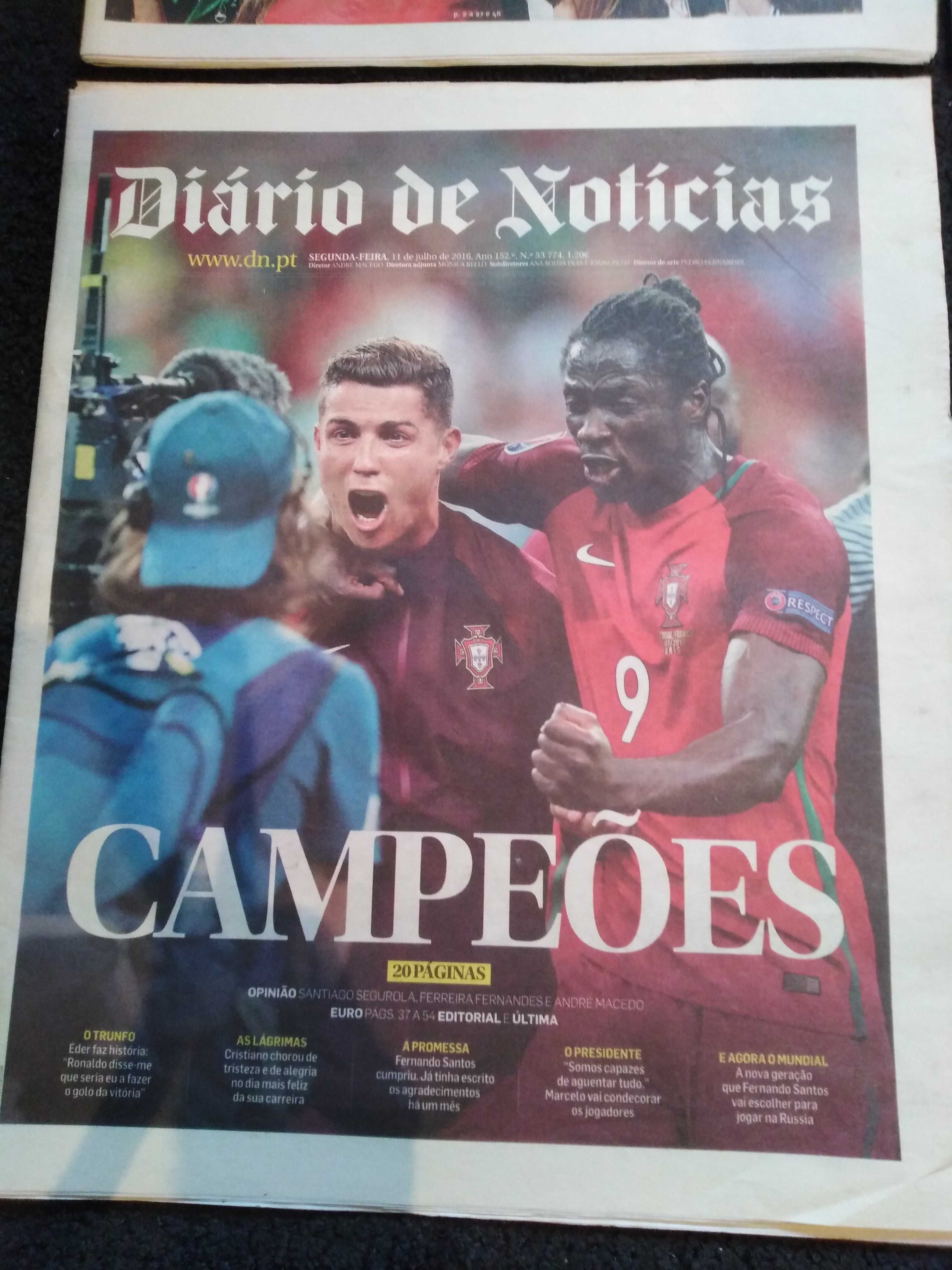 Jornais Desportivos A Bola / Record / DN Euro 2016 Portugal Campeão.