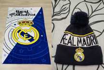 Комплект пляжное/банное полотенце Real Madrid 145x70 см +клубная шапка