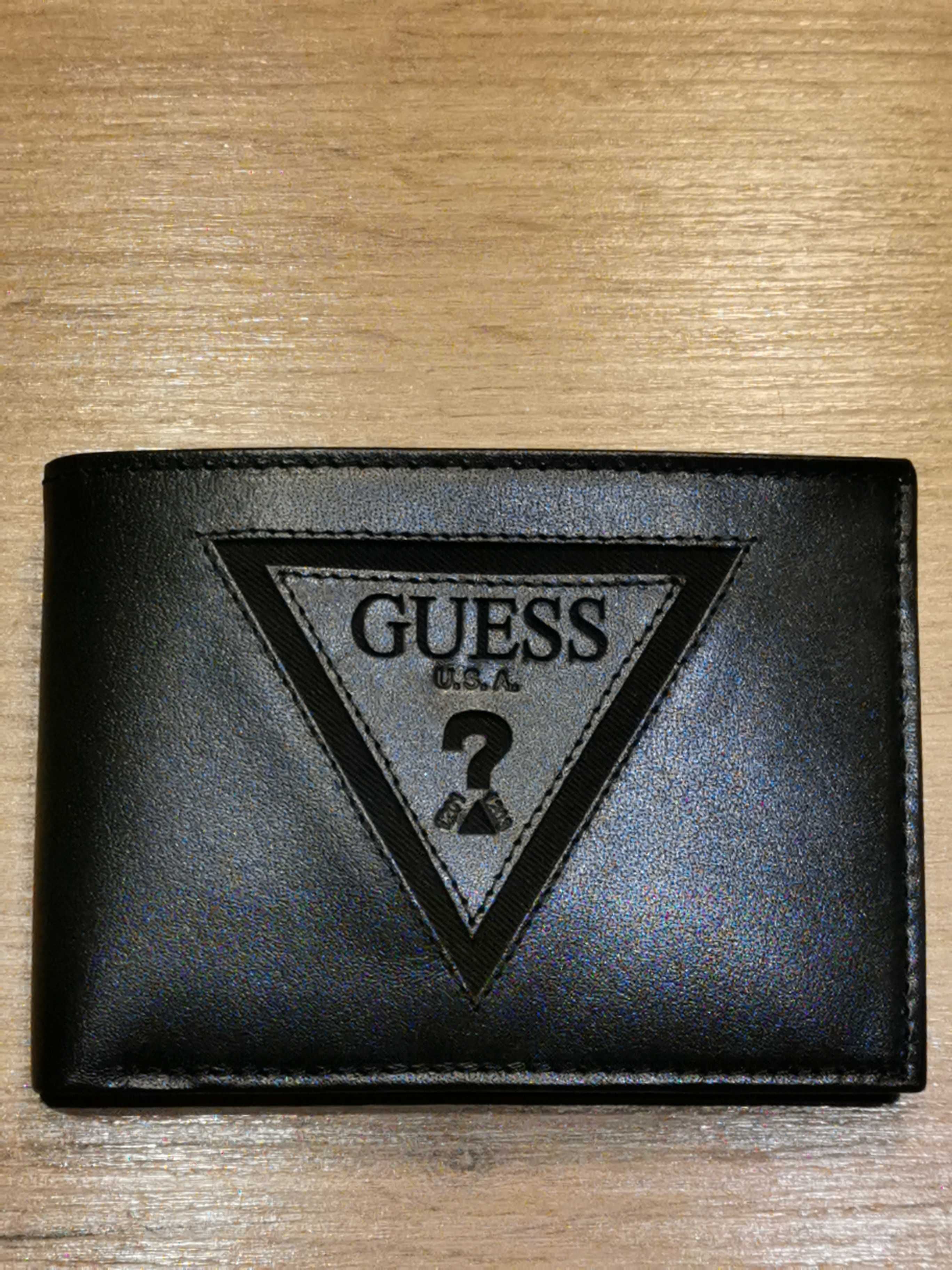 Портмоне мужское "GUESS", натуральная кожа, чёрное, новое, оригинал