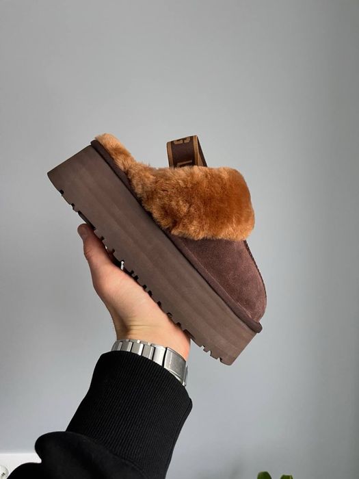 БЕЗ ПЕРЕДОПЛАТ‼️ Зимові Жіночі UGG Funkette Slipper Platform Chocolate