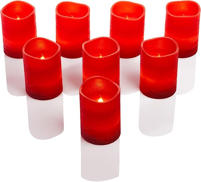 Świeczki LED Parvo Flower Power, Zestaw 8 szt., Czerwone, Real Wax
