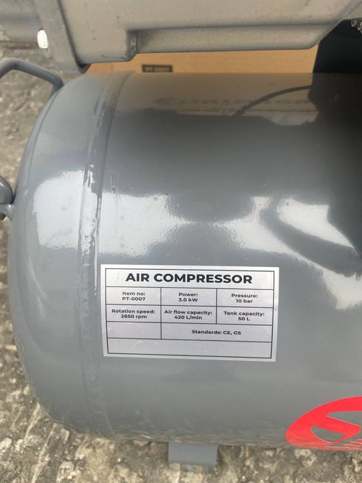 Компресор INTERTOOL PT-0007 50 л, 3,0 кВт, 220 В, 10 атм, 420 л/мин