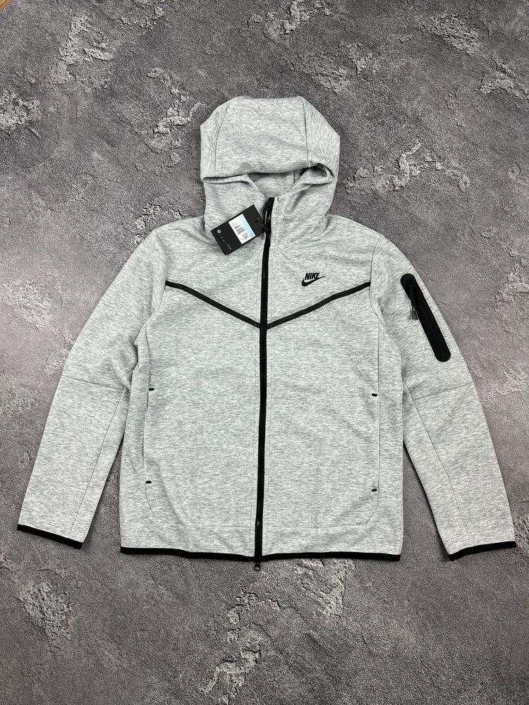 Толстовка Nike Tech Fleece серая кофта найк дрил теч флис