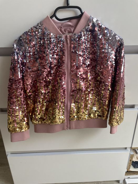 H&M  różowa kurtka błyszcząca cekiny rozmiar 110