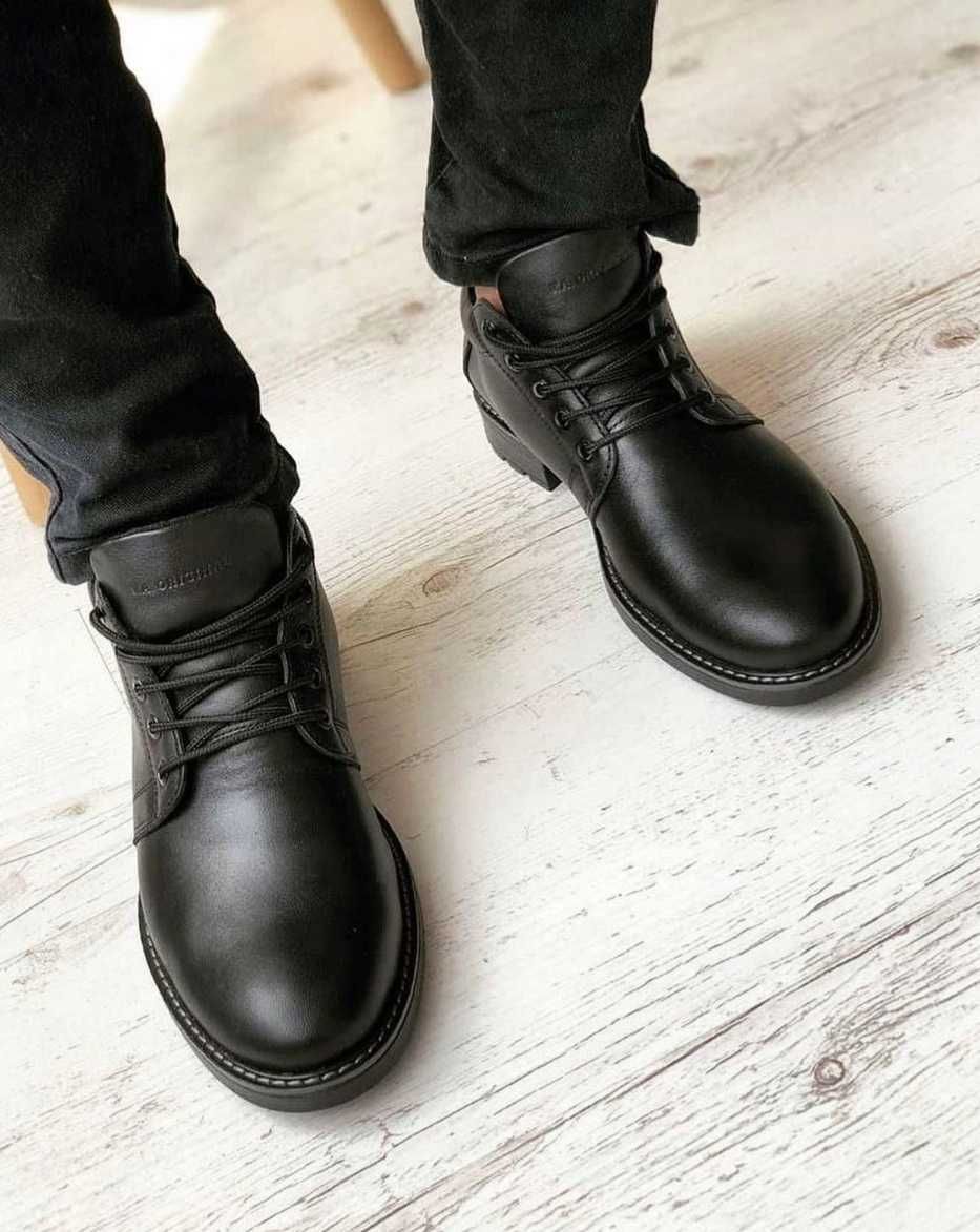 Зимние мужские кожаные топ ботинки Crown