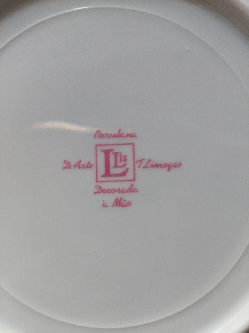 Prato decorativo Limoges  decorado à mão em porcelana [LLis] como novo