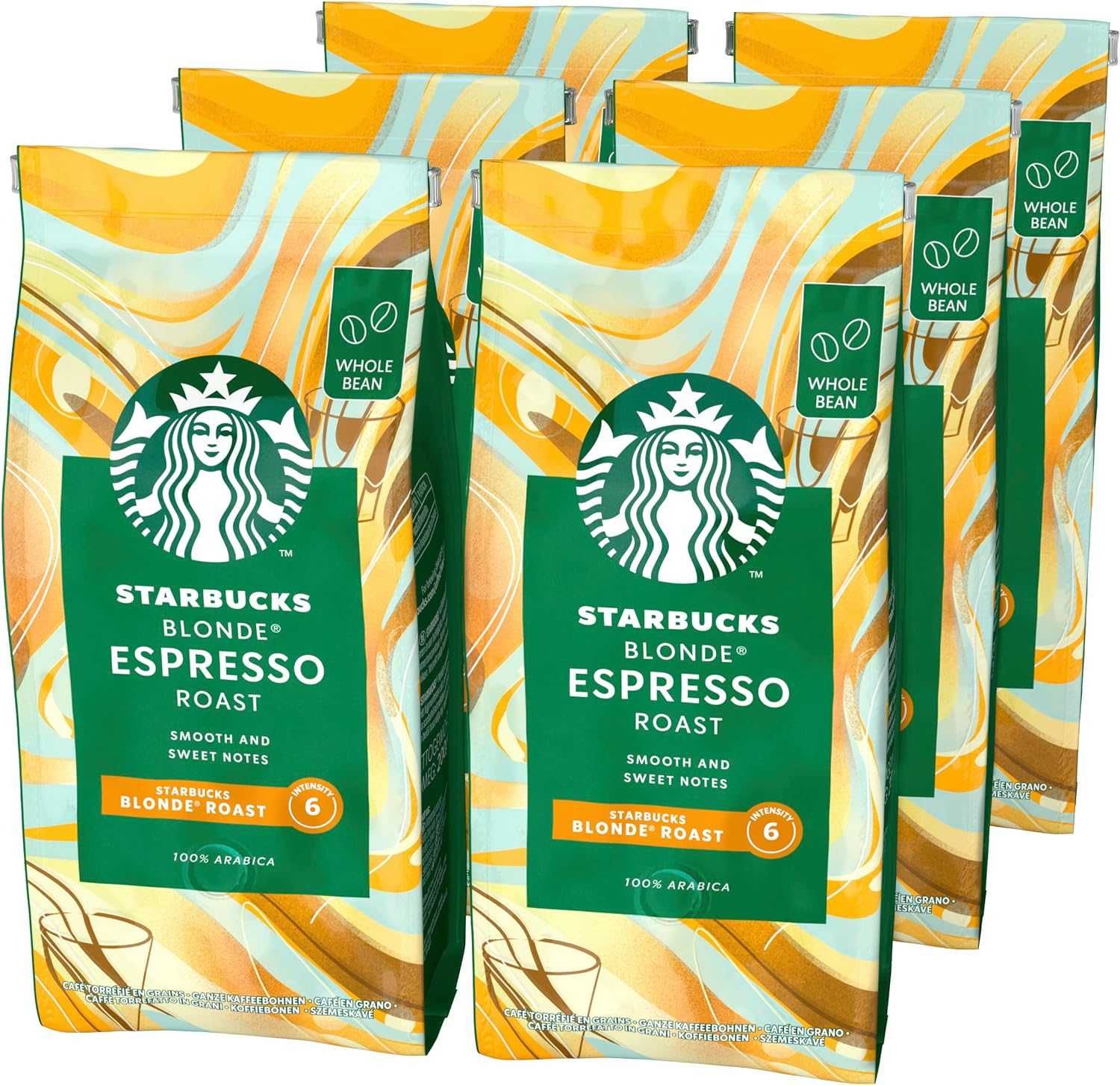 ZESTAW 6 SZT STARBUCKS Blonde Espresso Blonde Roast Ziarnista 200g