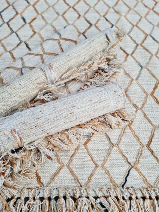 Dywan wełniany chodnik,kilim z frędzlami w stylu skandynawskim,NOWY