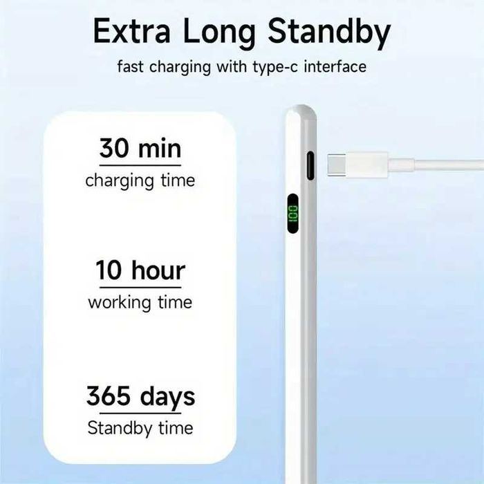 Стилус Универсальный Электронный Активный с LED  дисплеем чёрный