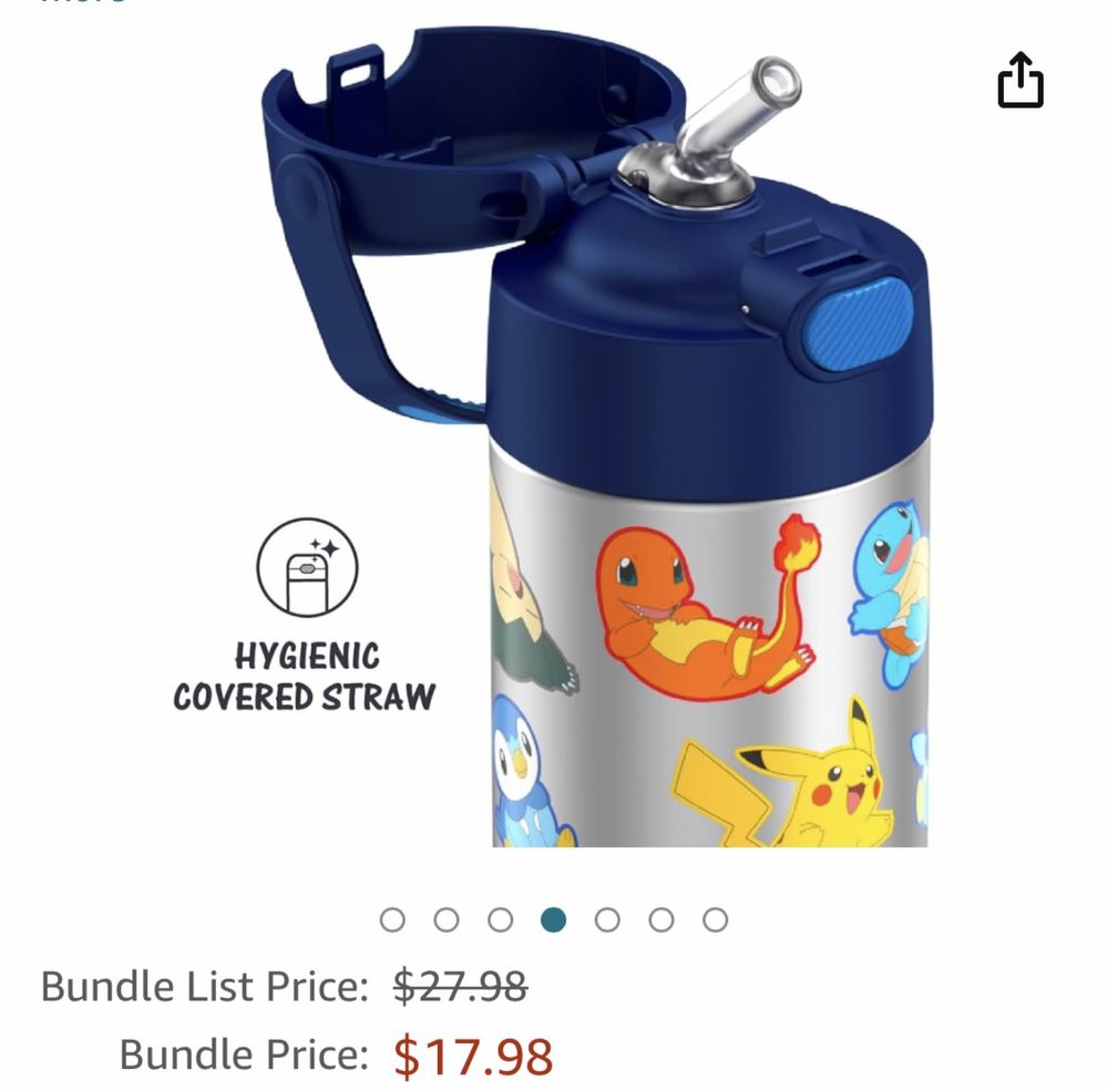 Термопоїльник з трубочкою 355мл, pokemon Thermos "FUNTAINER"