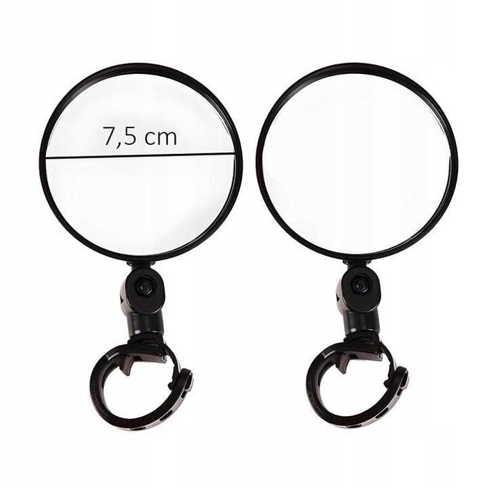 2x Lusterko Rowerowe Do Roweru Na Kierownicę Wypukłe 360° Średnica 5Cm
