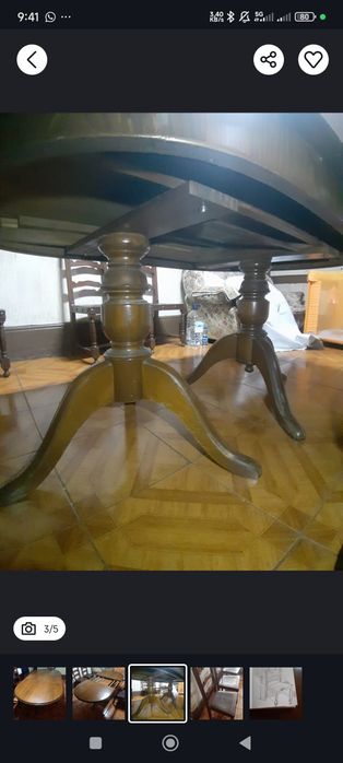 Mesa madeira maciça oval com 6 cadeiras