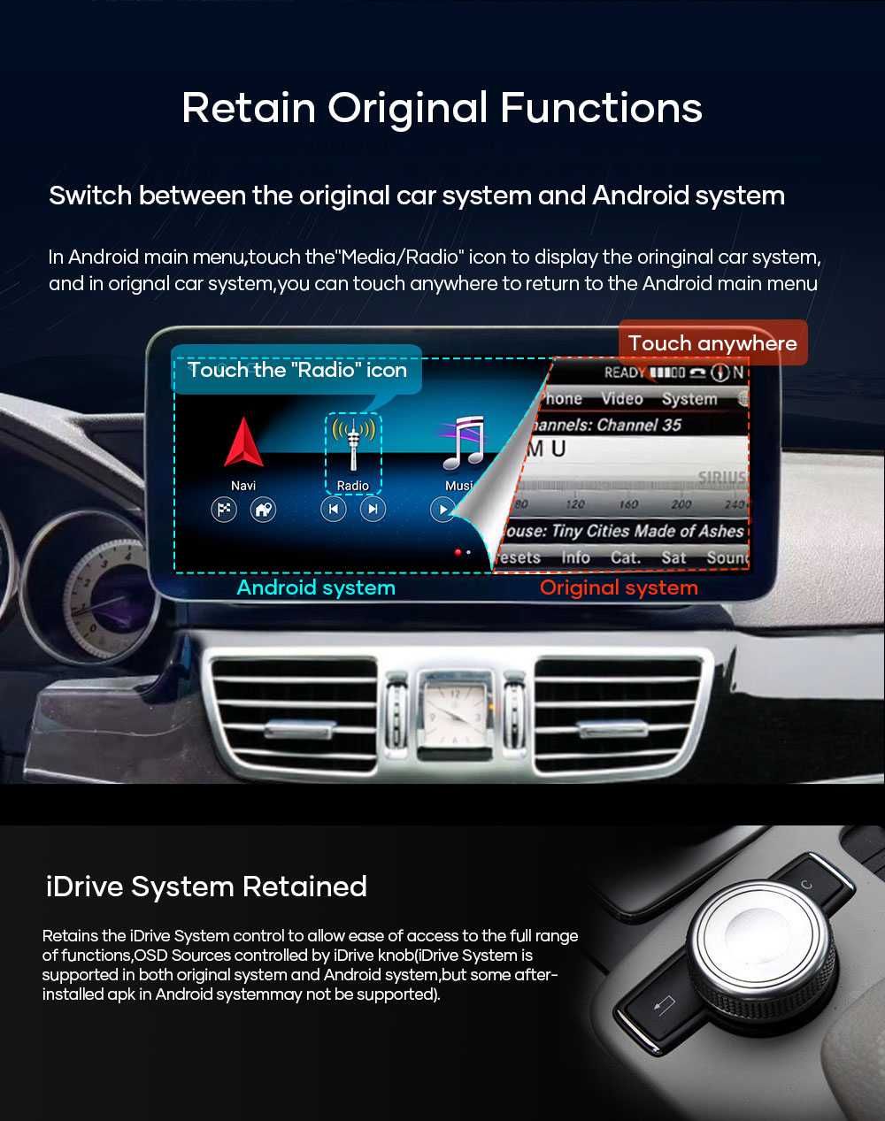 CarPlay Android Radio DAB+ USB GPS WiFi 4G Mercedes W212 E NTG4.0 12,3