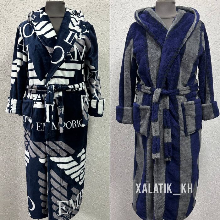 Мужской длинный халат с капюшоном (12 расцветок)