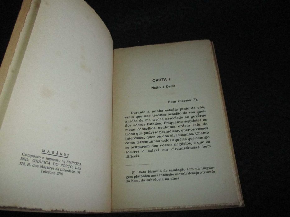 Livro Cartas I a VI Platão