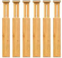 Bambusowe przegródki do szuflad 6 sztuk 42.5-55.5cm