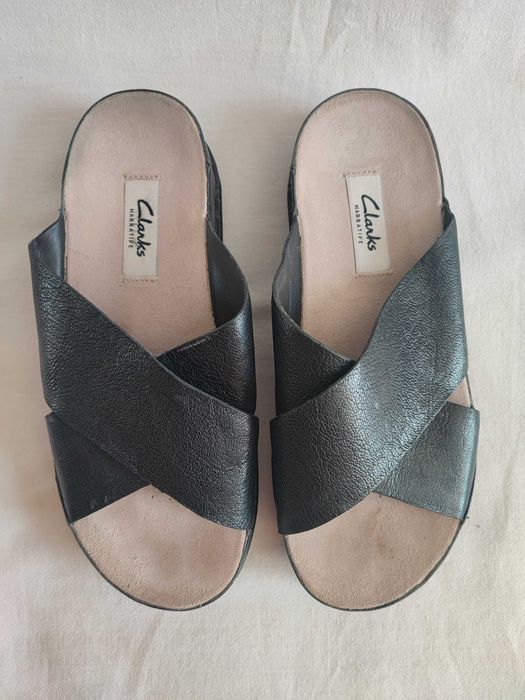Шлепанцы босоножки женские кожаные "Clarks" Размер 36 (23 см) Идеал!!!