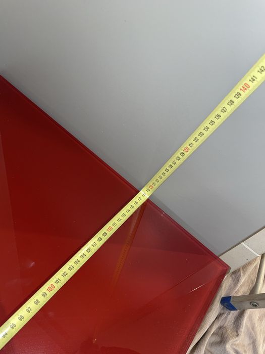 Móvel TV em vidro temperado (vermelho/preto) e pedra/preto brilhante