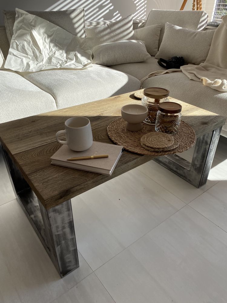 Stolik kawowy loftowy, stolik dębowy, stół loft