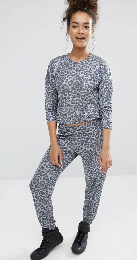 Dres New Look Petite leopard panterka S 36 bluza spodnie zestaw