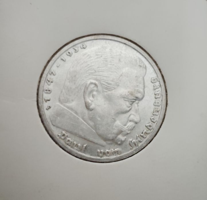 Монета 5 Рейхсмарок 1938 срібло Третій Рейх XF
