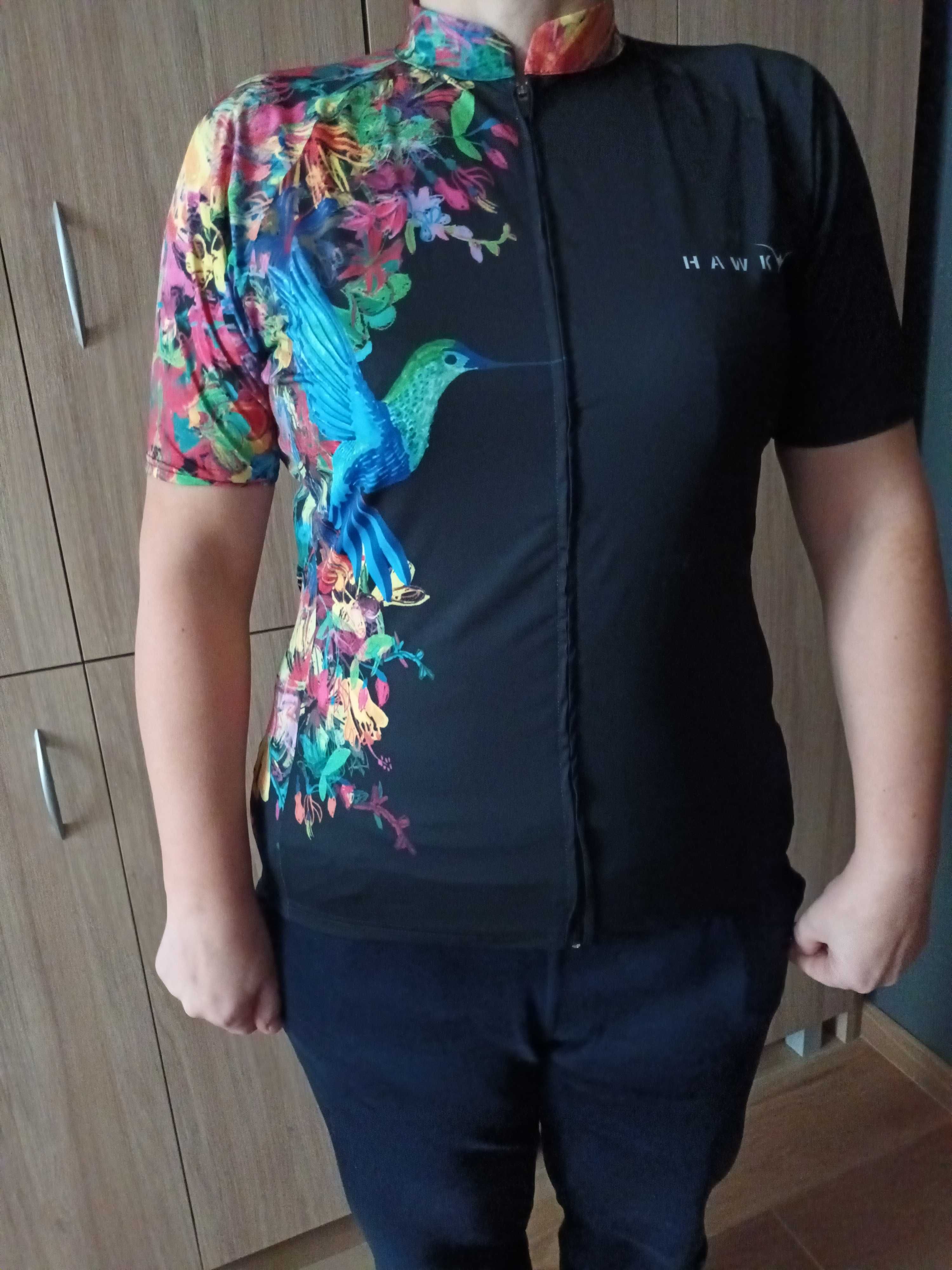 Damska koszulka rowerowa rozm,XL firmy Hawky z kolibrem