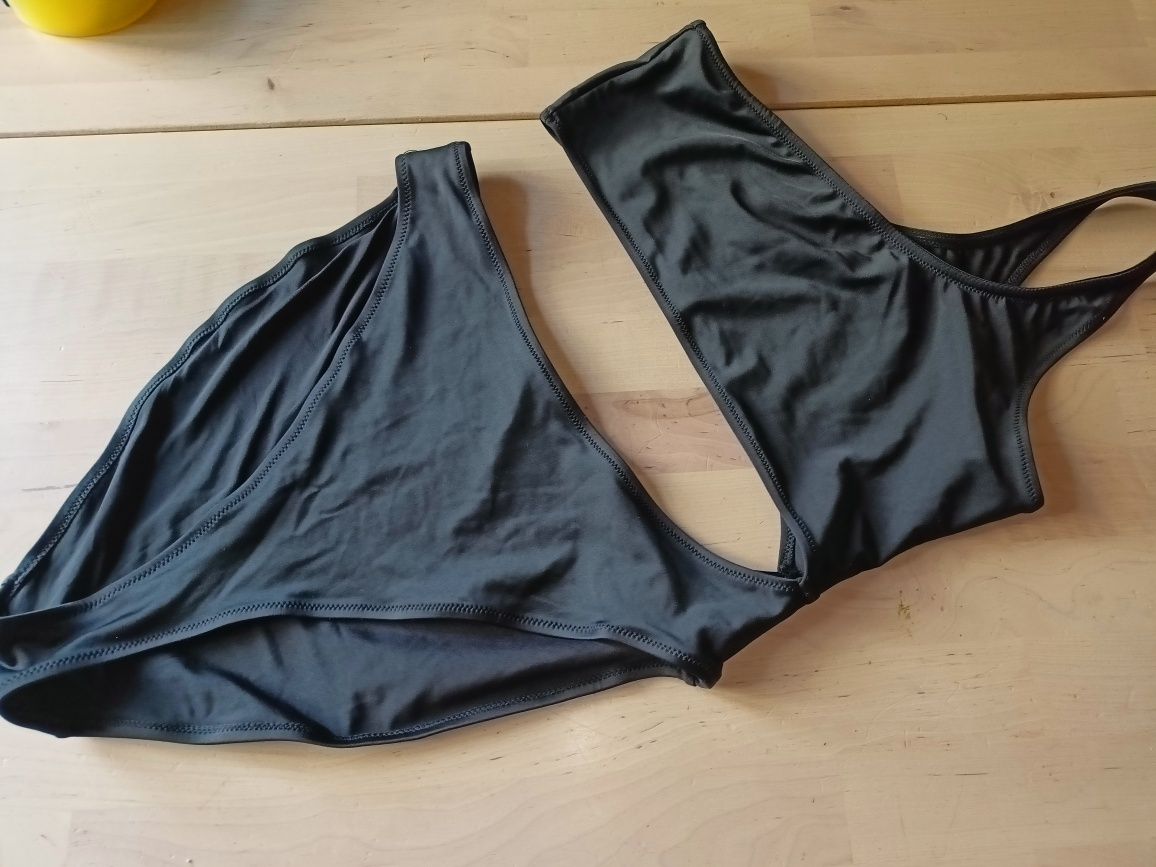 Czarny kostium strój kąpielowy jednoczęściowy monokini h&M XL 42