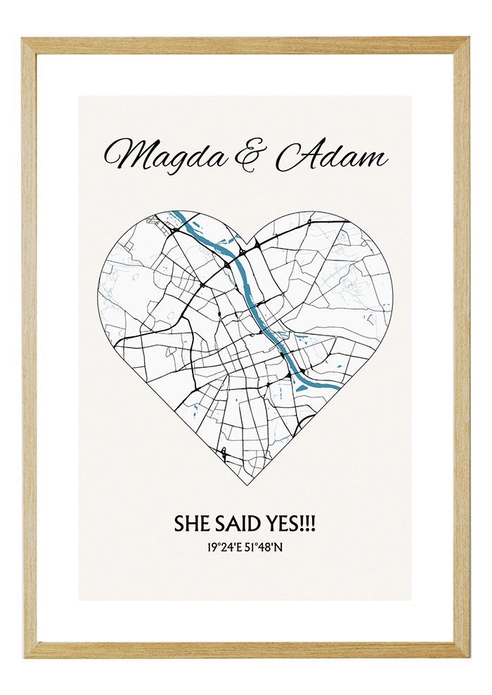 Plakat "Miejsce Oświadczyn - She Said Yes!" Prezent dla niej 30x40cm