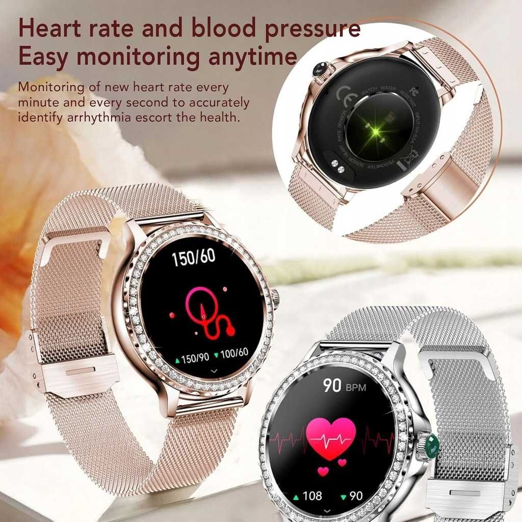 SmartWatch BCCloud NX19 GOLD inteligentny zegarek dla kobiet, dwie opa