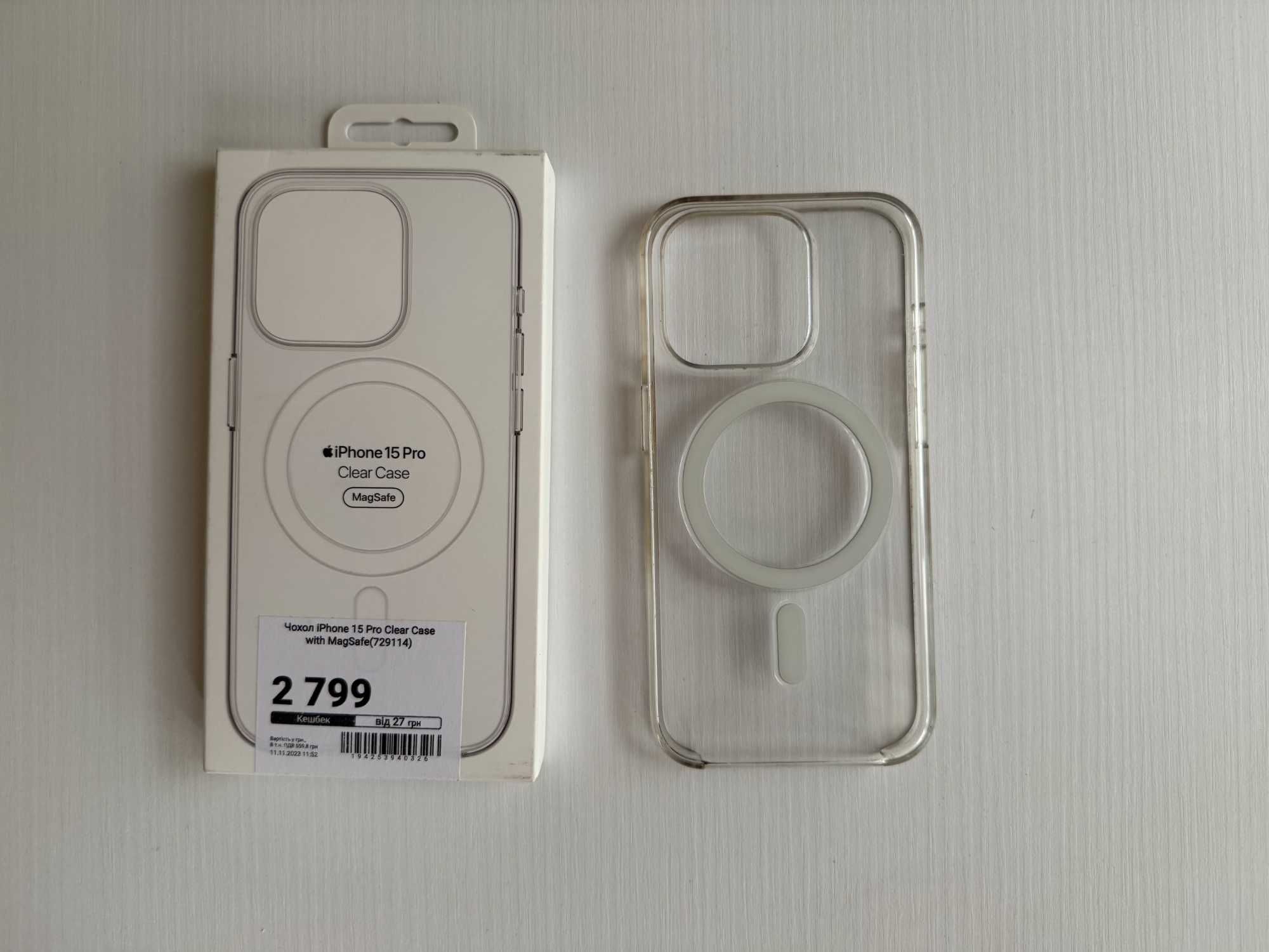 Оригинальный Чехол Apple Clear Case with MagSafe для iPhone 15 Pro
