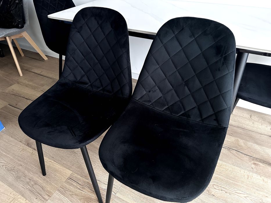 Stół ceramiczny LORIS 120CM Biały + 4 Krzesła