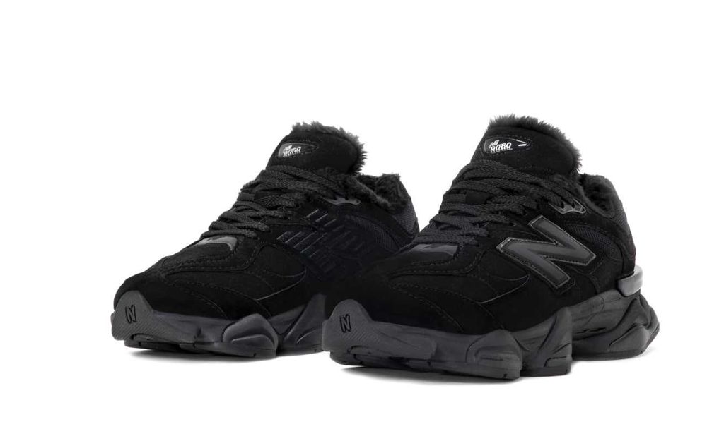 Чоловічі зимові кросівки New Balance 9060 (чорні) кроси на хутрі