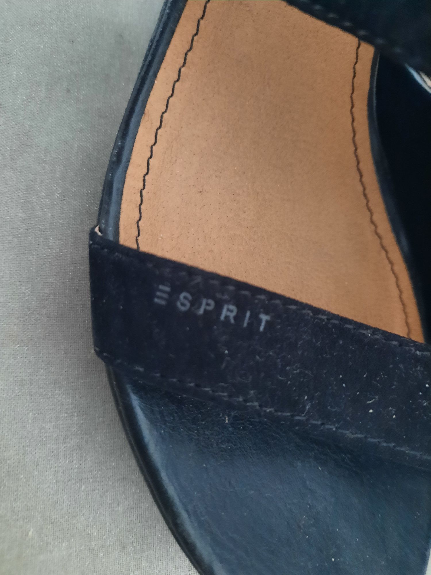 ESPRIT 38 sandały czarne koturn j.NOWE klapki