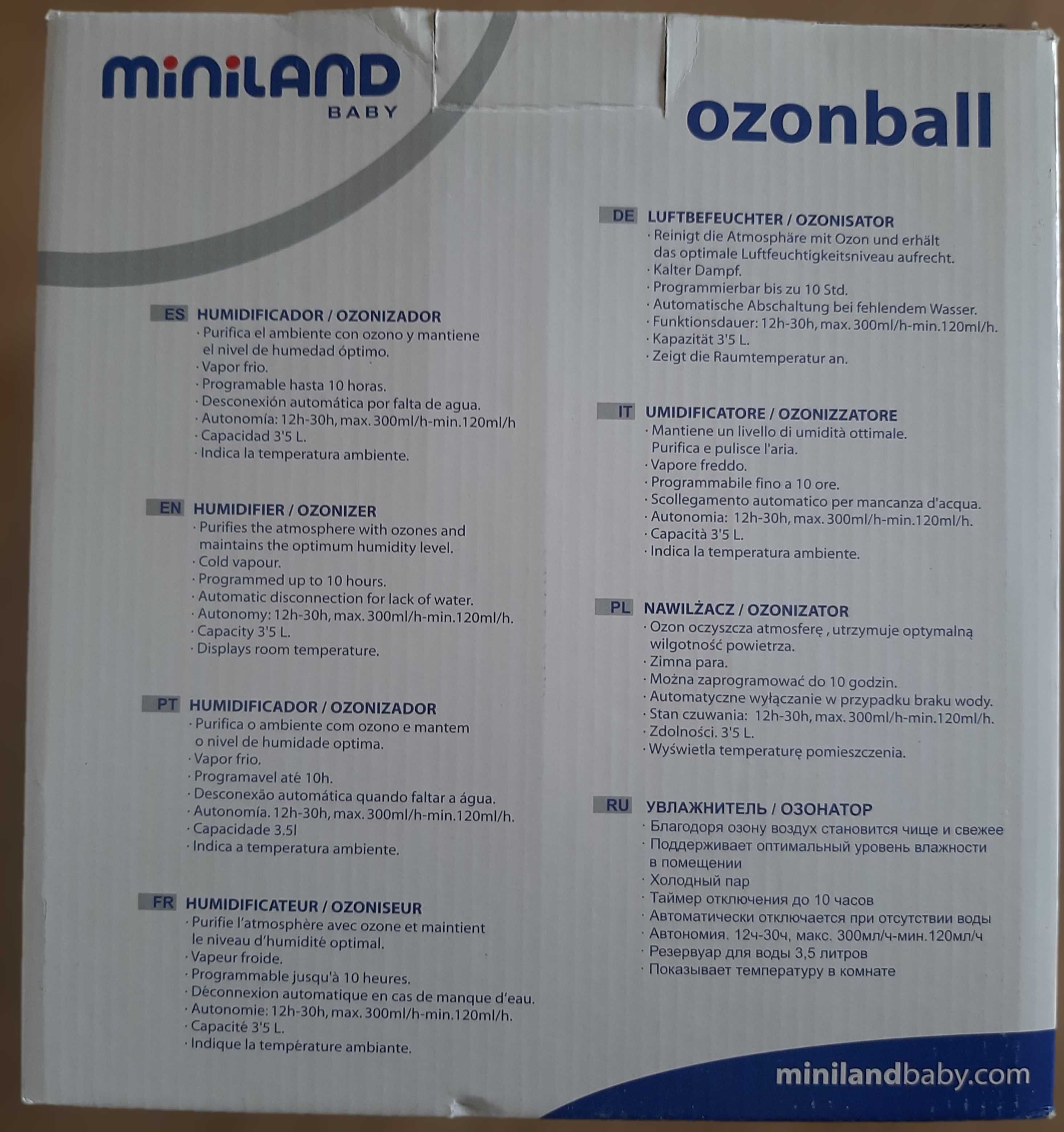 Ozonball - Humidificador ozonizador de vapor frio - Miniland